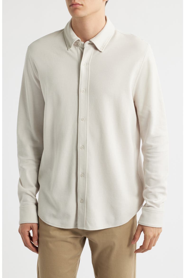 Solid Pima Cotton Piqué Button-Down Shirt, Main, color, GREY MOONBEAM