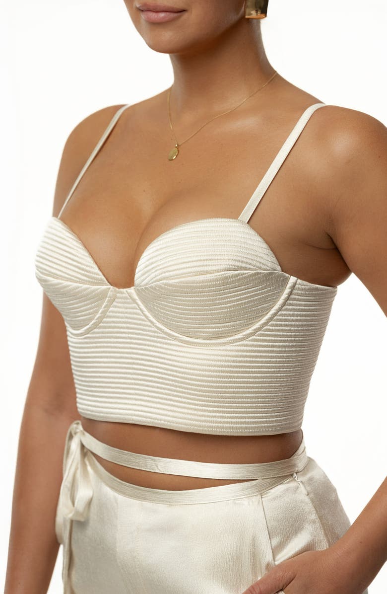 JLUXLABEL Thalia Textured Bustier Top, Alternate, color, Ivory