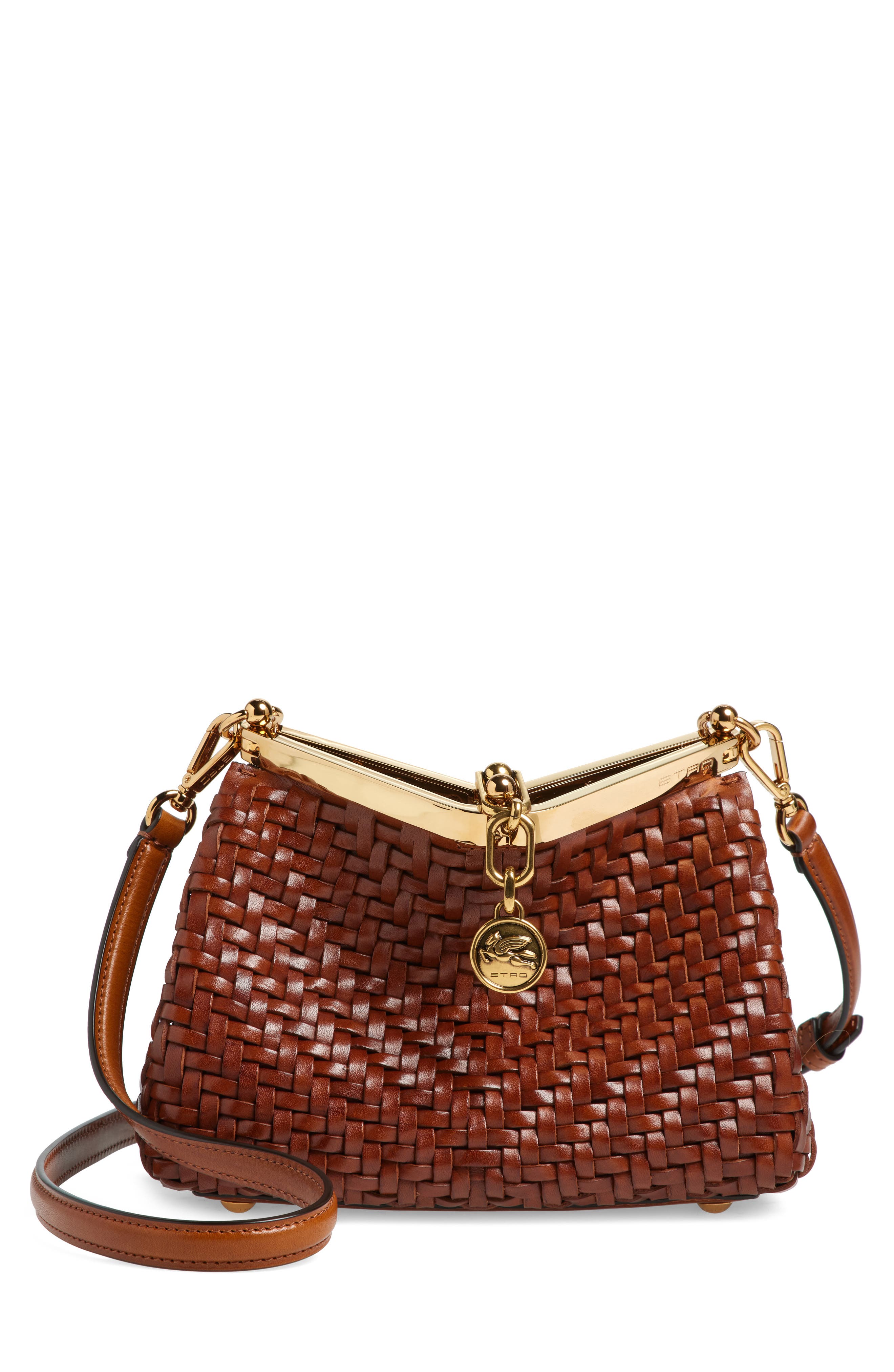 Etro Small Vela Woven Leather Shoulder Bag, Main, color, 