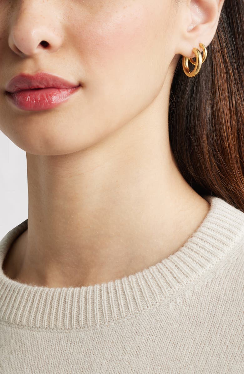 Nordstrom Set of 2 Waterproof Multisize Hoop Earrings, Alternate, color, Gold