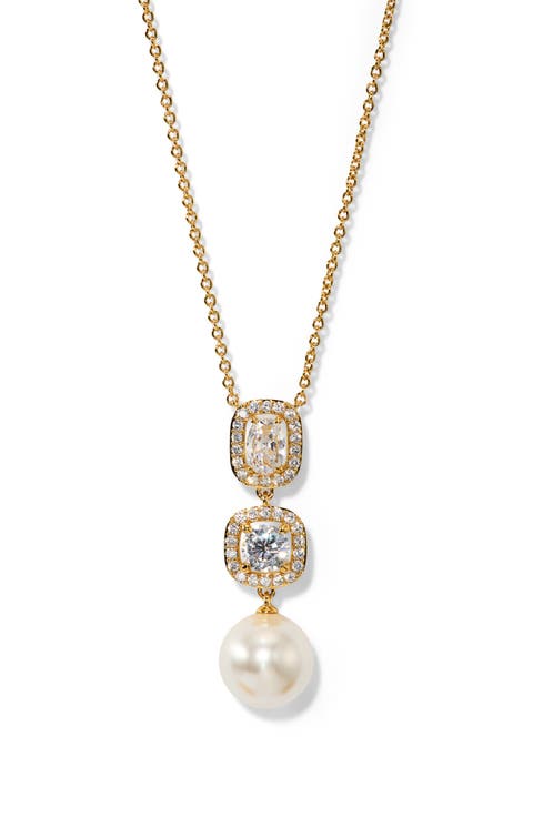 Under the Sea Cubic Zirconia & Faux Pearl Pendant Y-Necklace