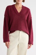 Melrose and Market Rib Trim V-Neck Sweater
