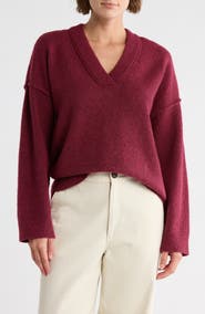 Melrose and Market Rib Trim V-Neck Sweater
