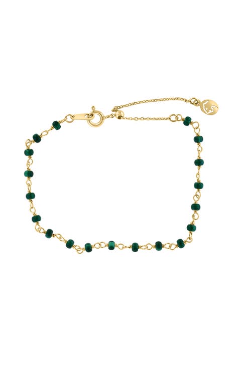 14K Yellow Gold ,Malachite Bracelet