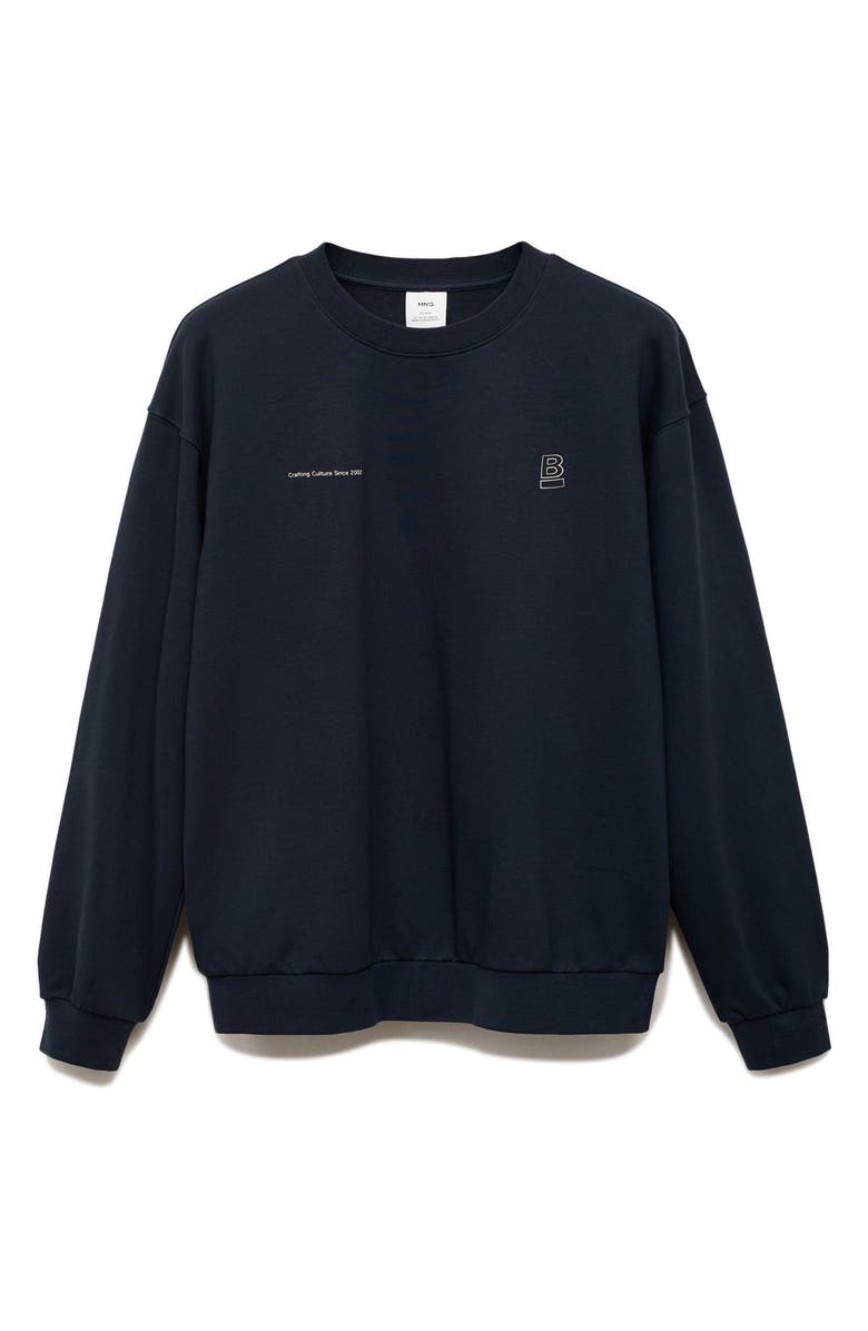 MANGO Cotton Graphic Print Sweatshirt, Alternate, color, Navy