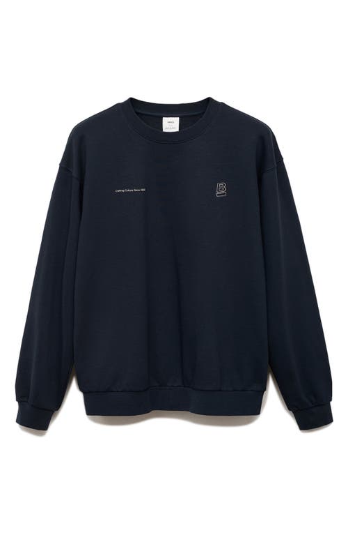 Mango Cotton Graphic Print Sweatshirt In Blue