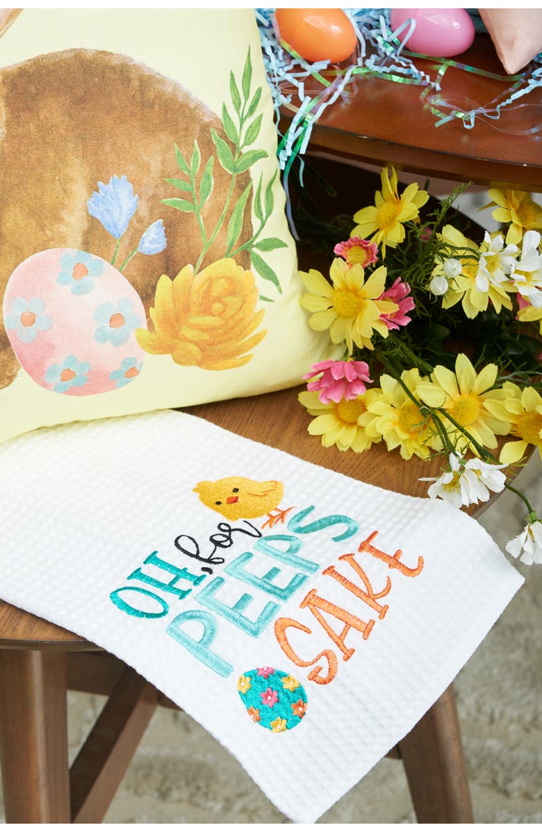 C&F Home "Oh For Peeps Sake" Easter Egg & Chick Spring Theme Kitchen Dishtowel, Alternate, color, White