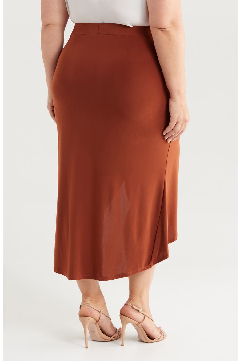 Draped Wrap Skirt, Alternate, color, TOBACCO