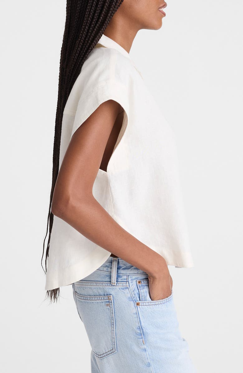 Madewell Notch Collar Linen Popover Shirt, Alternate, color, Ivory Linen
