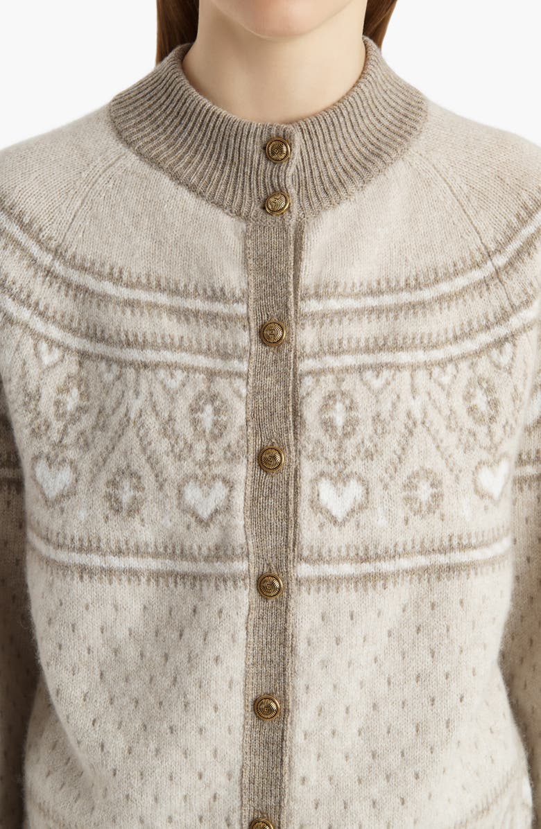 Khaite Marc Fair Isle Cashmere Cardigan, Alternate, color, Ecru Multi