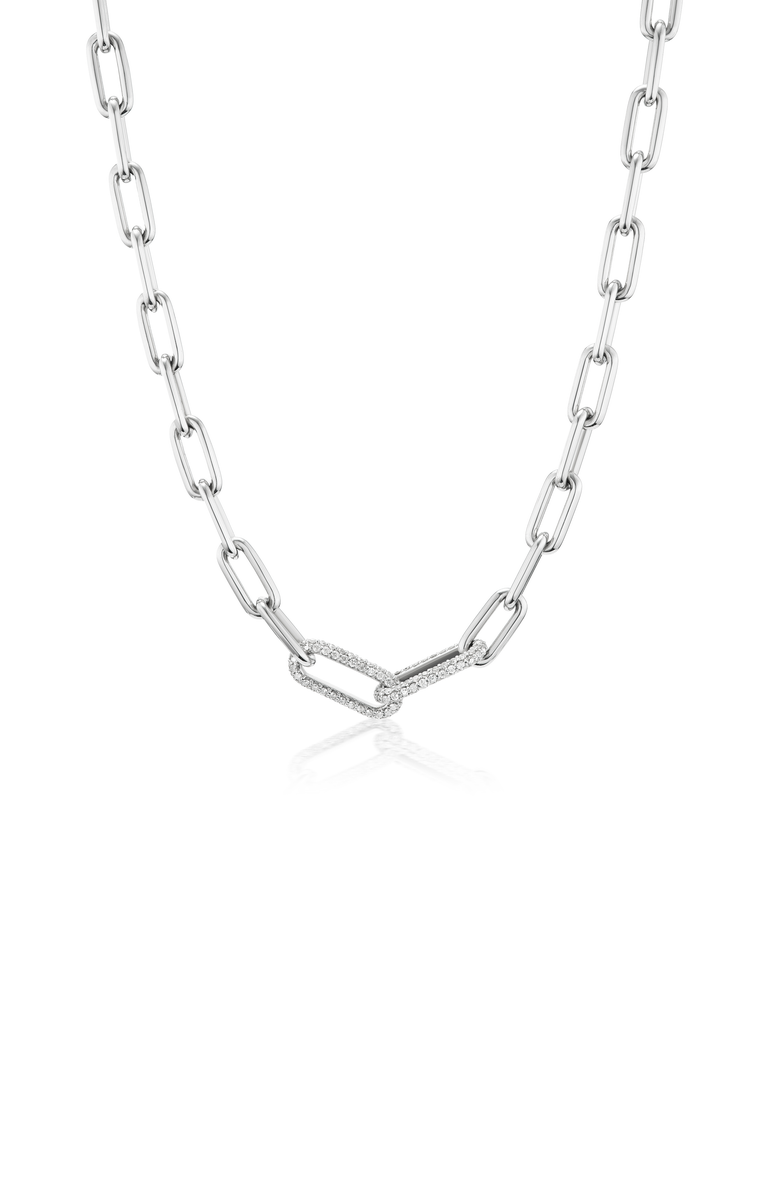 Sheryl Lowe Diamond Paperclip Link Chain, Main, color, Sterling Silver