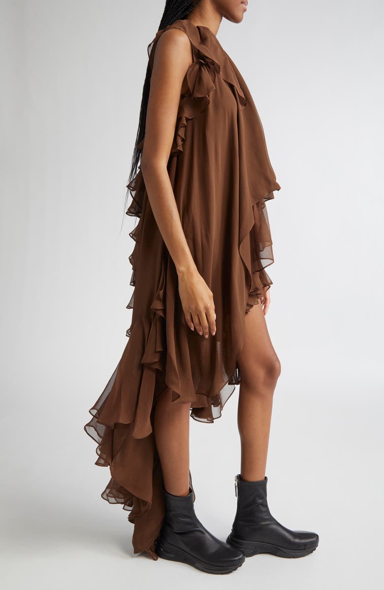 Collina Strada Violet Tiered Ruffle One-Shoulder Silk Chiffon Dress, Alternate, color, 