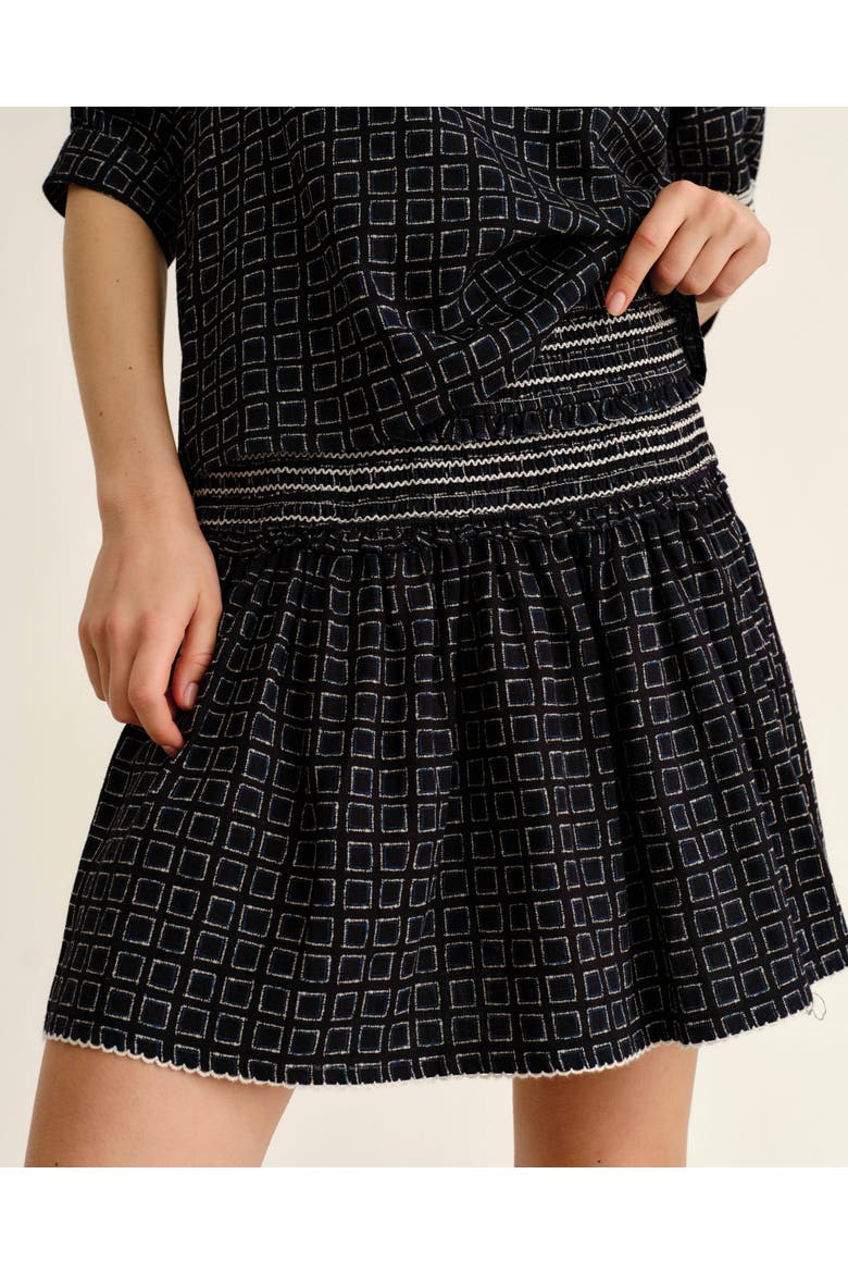 Kylie Linen Mini Skirt, Alternate, color, Seaglass Print-Midnight Blue