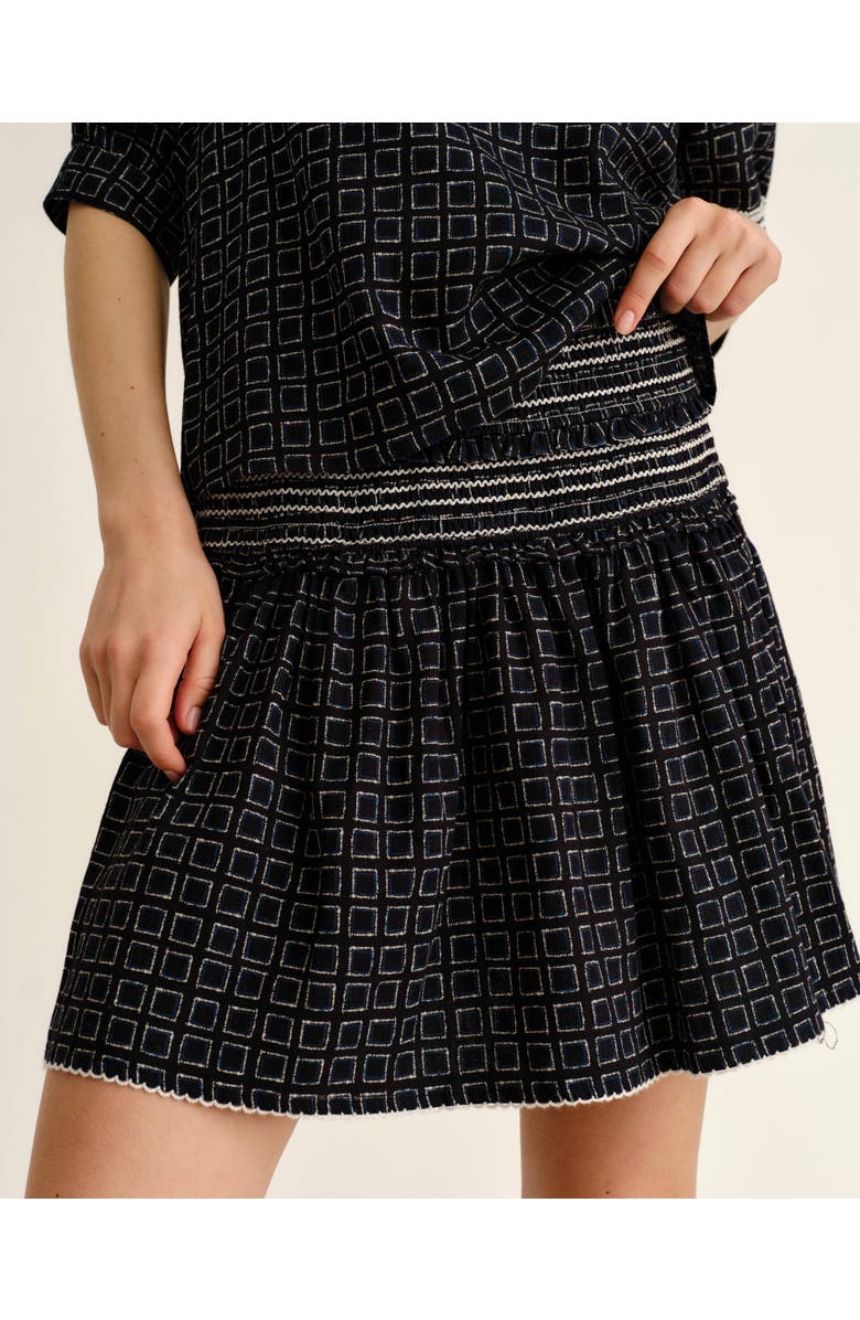 Cartolina Kylie Linen Mini Skirt, Alternate, color, Seaglass Print-Midnight Blue