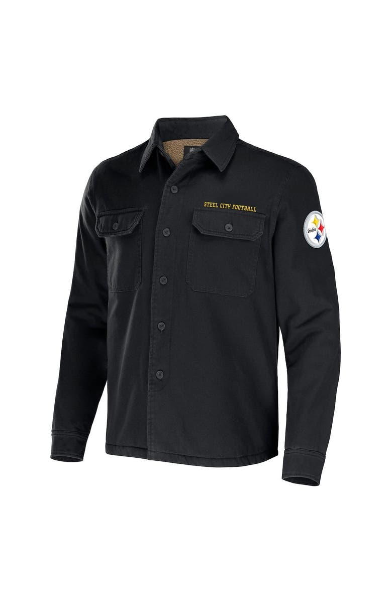 NFL X DARIUS RUCKER Men's NFL x Darius Rucker Collection by Fanatics Black Pittsburgh Steelers Canvas Button-Up Shirt Jacket, Alternate, color, Black