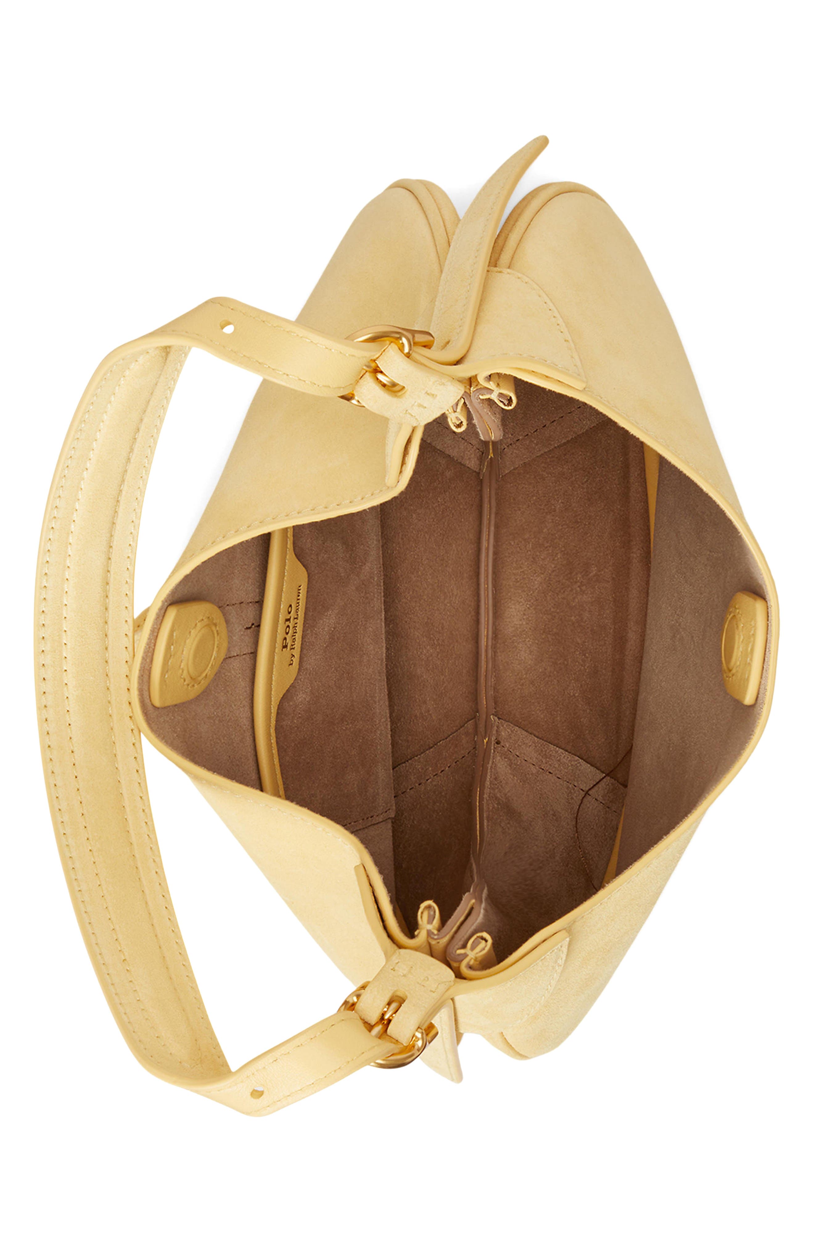 Polo Ralph Lauren Small Polo ID Suede Shoulder Bag, Alternate, color, Lemon Meringue