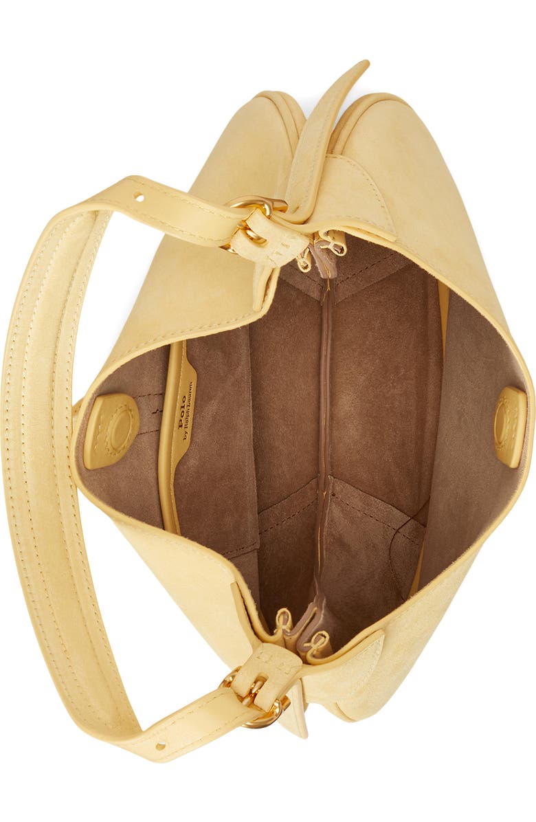 Polo Ralph Lauren Small Polo ID Suede Shoulder Bag, Alternate, color, Lemon Meringue