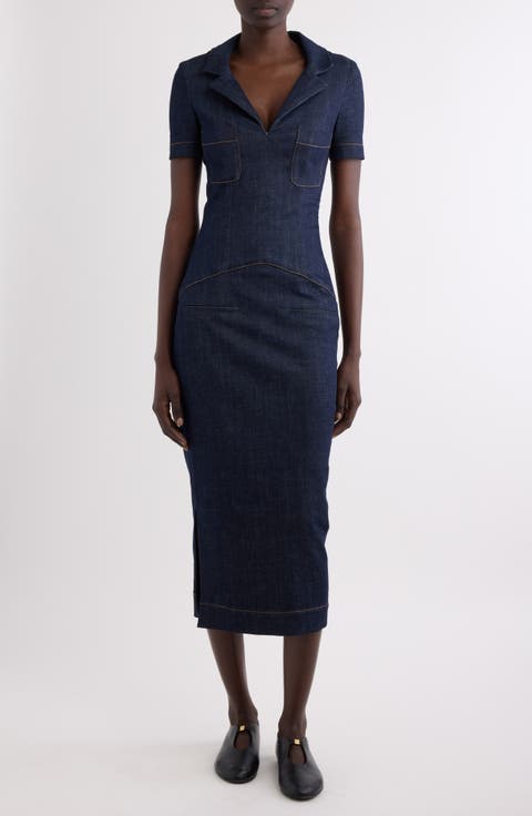 ワンピース GIVENCHY Woman Dress Denim BW22D0516D 457 GIVENCHY Denim halterneck dress | NET-A-PORTER