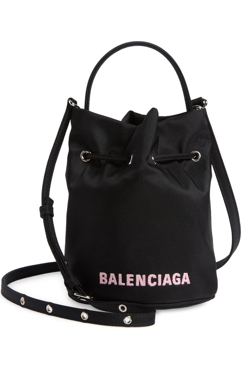 Balenciaga Extra Small Wheel Logo Bucket Bag, Main, color,