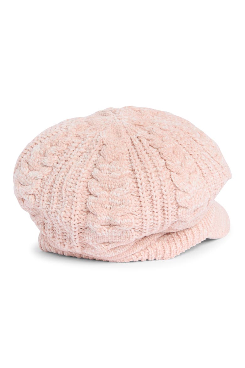 Tweed Chenille Cable Stitch Cab Hat, Alternate, color, BLUSH COMBO