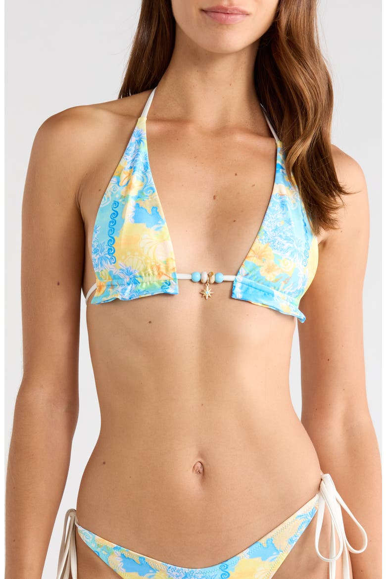 Twin Ruched Halter Bikini Top, Main, color, NEON SPLICE