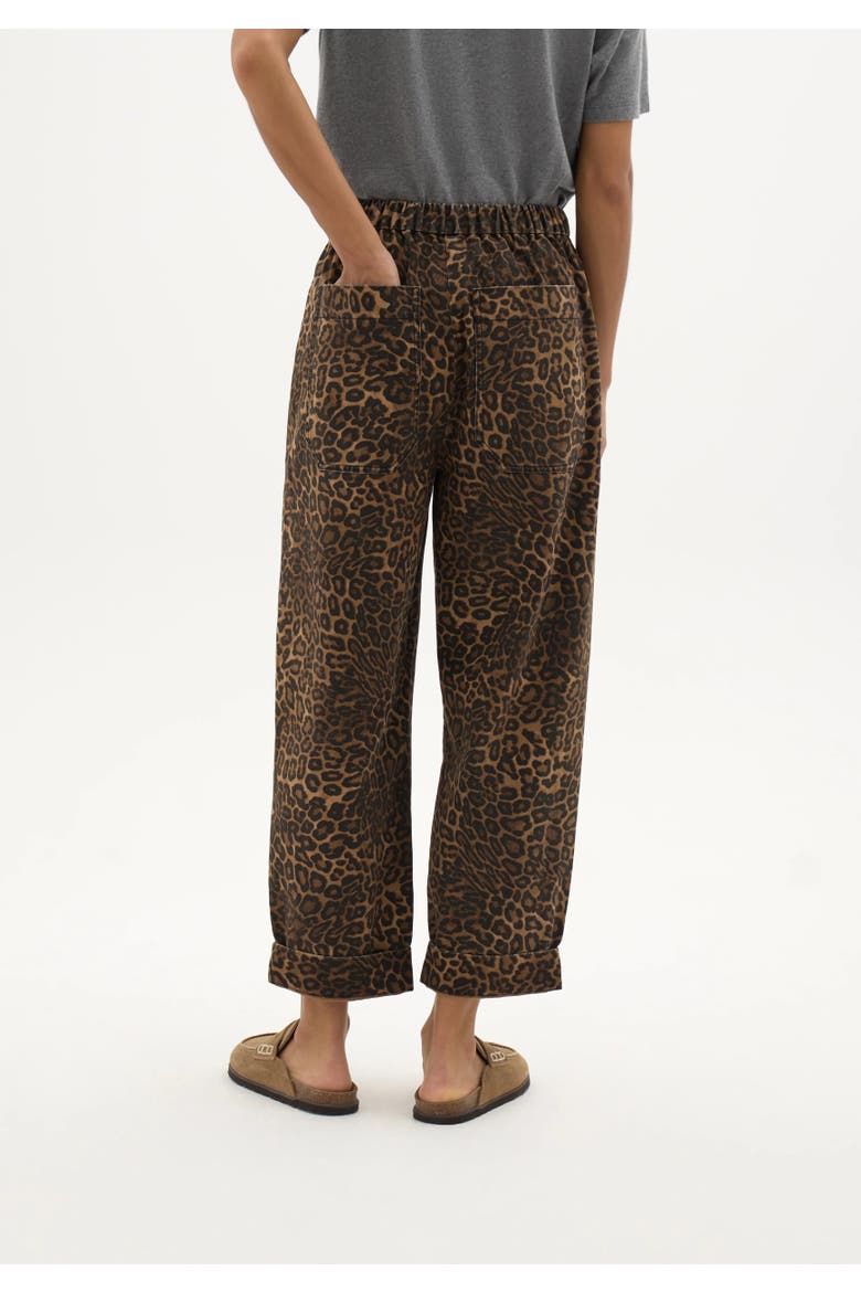 Jack Barrel Leg Pull On Trouser, Alternate, color, Brown Leopard Print