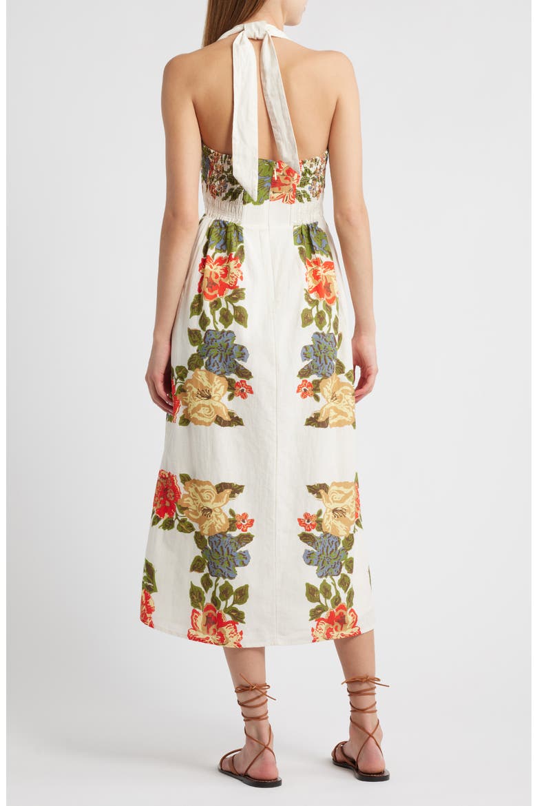 Milly Floral Cotton & Linen Halter Midi Dress, Alternate, color, JULIET PRINT