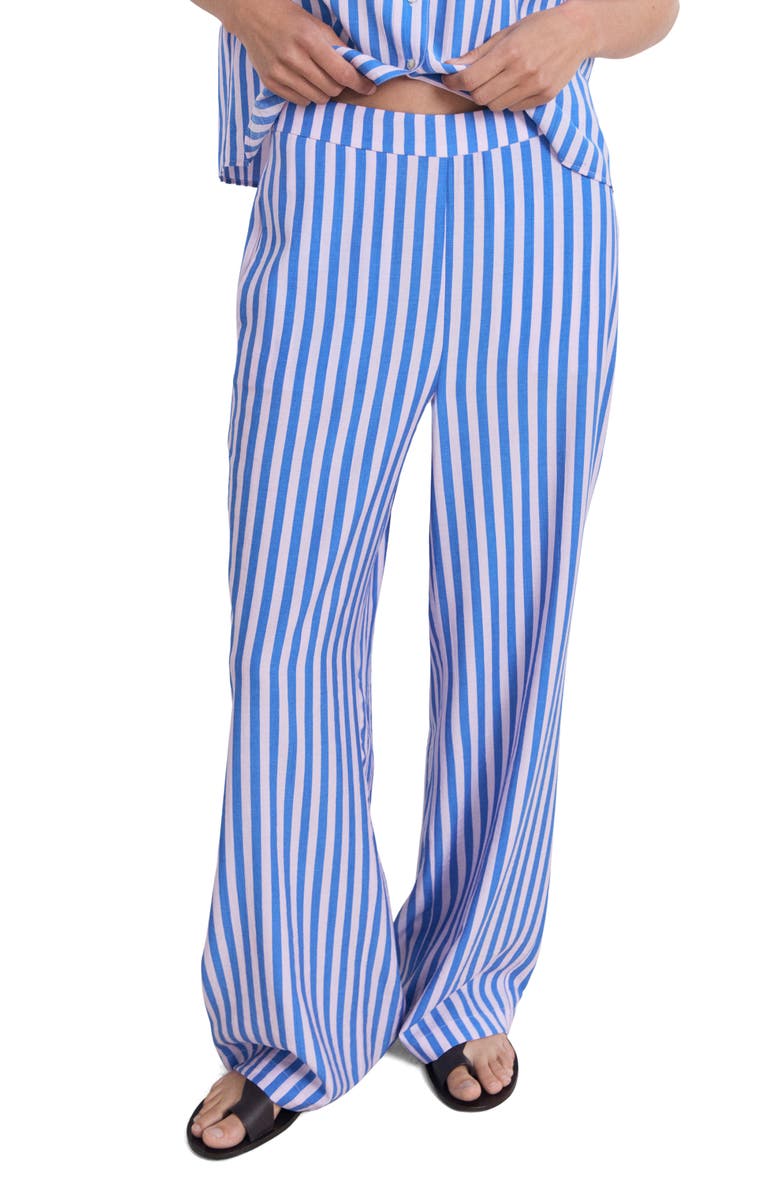 MANGO Stripe Straight Leg Pants, Main, color, Blue