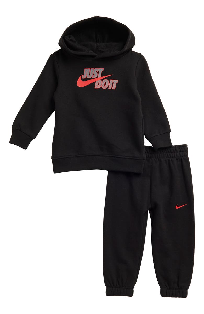 Nike Fleece Hoodie & Joggers Set, Main, color, Black