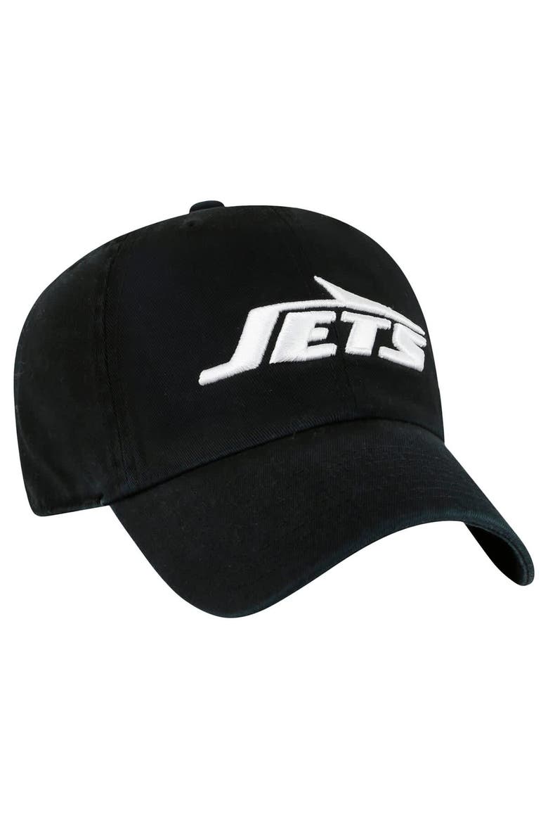 Men's '47 Black New York Jets Clean Up Team Script Adjustable Hat, Alternate, color, Black