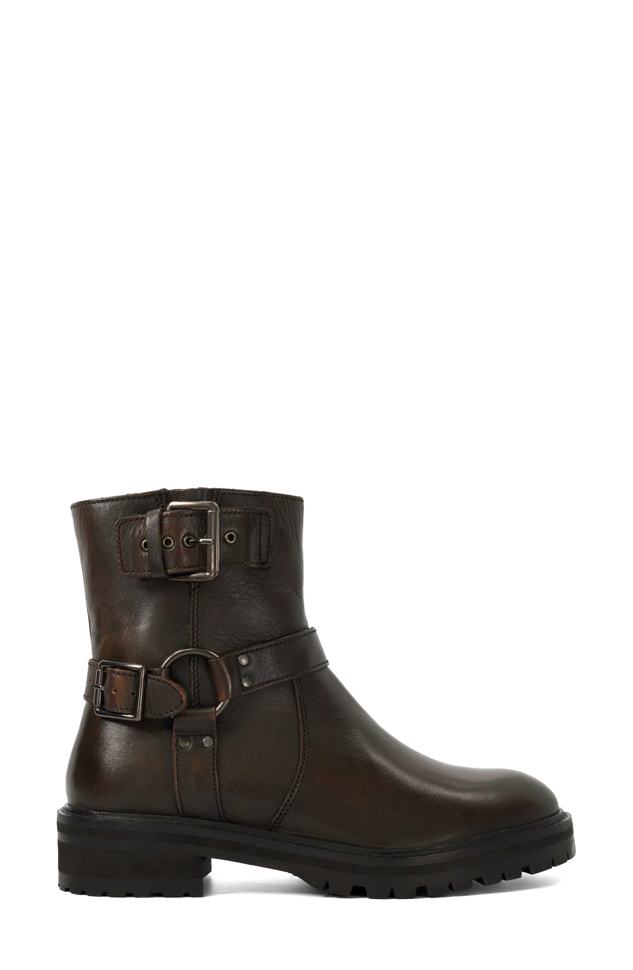 Dune London Piton Moto Bootie, Alternate, color, Chocolate