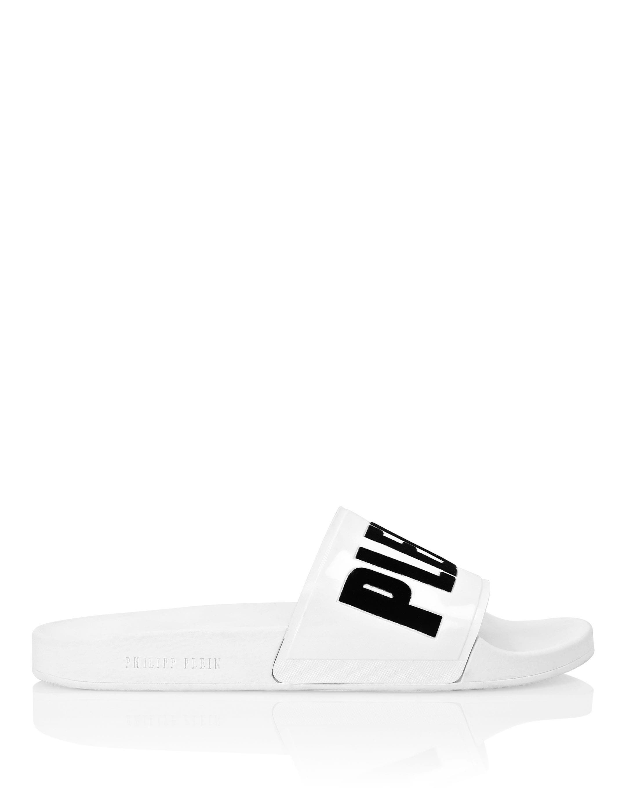 Flat Gummy Sandals Philipp Plein Tm Men, Alternate, color, white/black
