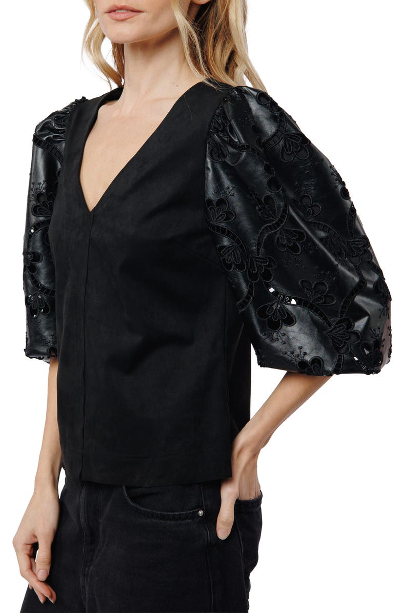 CIEBON Hudson Puff Sleeve Shirt, Alternate, color, Black