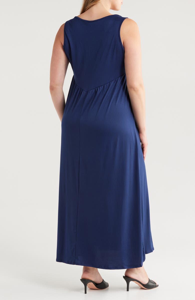24seven Comfort Apparel Sleeveless Stretch Maxi Dress, Alternate, color, Navy
