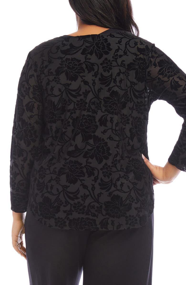 Karen Kane Floral Velvet Burnout Shirttail Top, Alternate, color, 