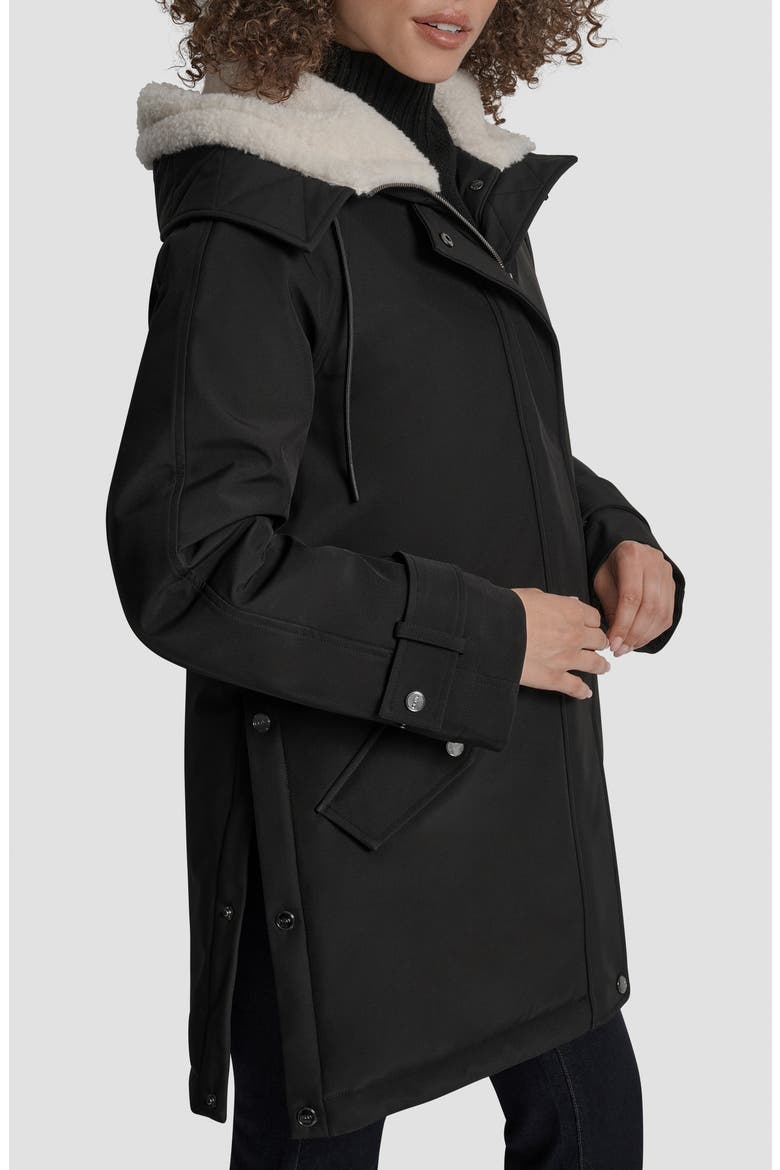 Faux Fur Lined Hooded Softshell Parka, Alternate, color, BLACK