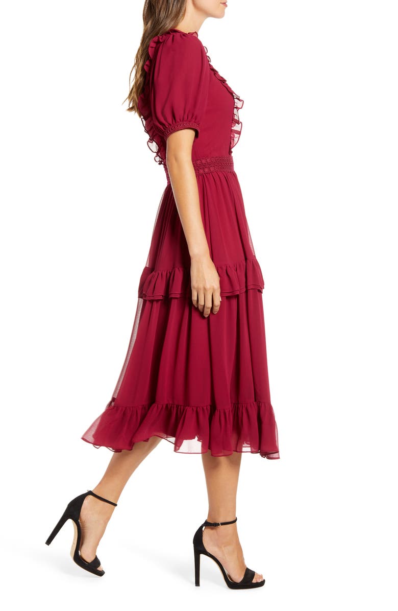 Rachel Parcell Tiered Ruffle Midi Dress, Alternate, color,