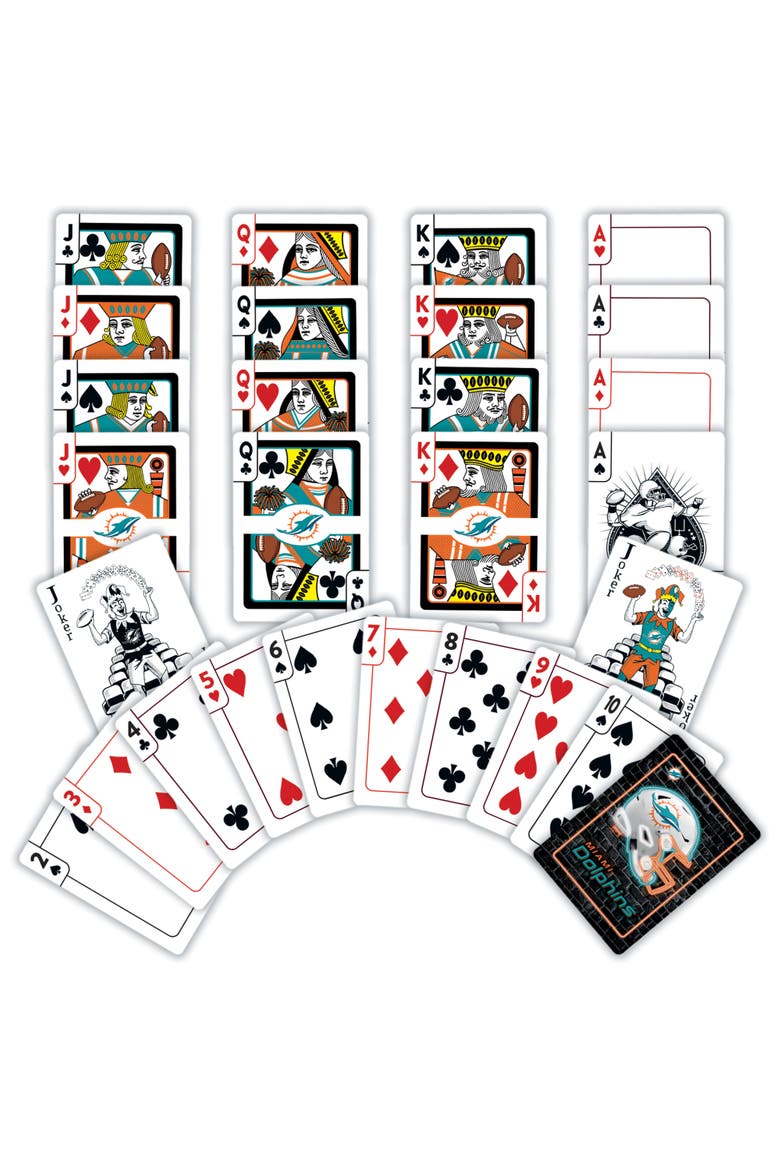 Miami Dolphins Neon Playing Cards, Alternate, color, Multicolor