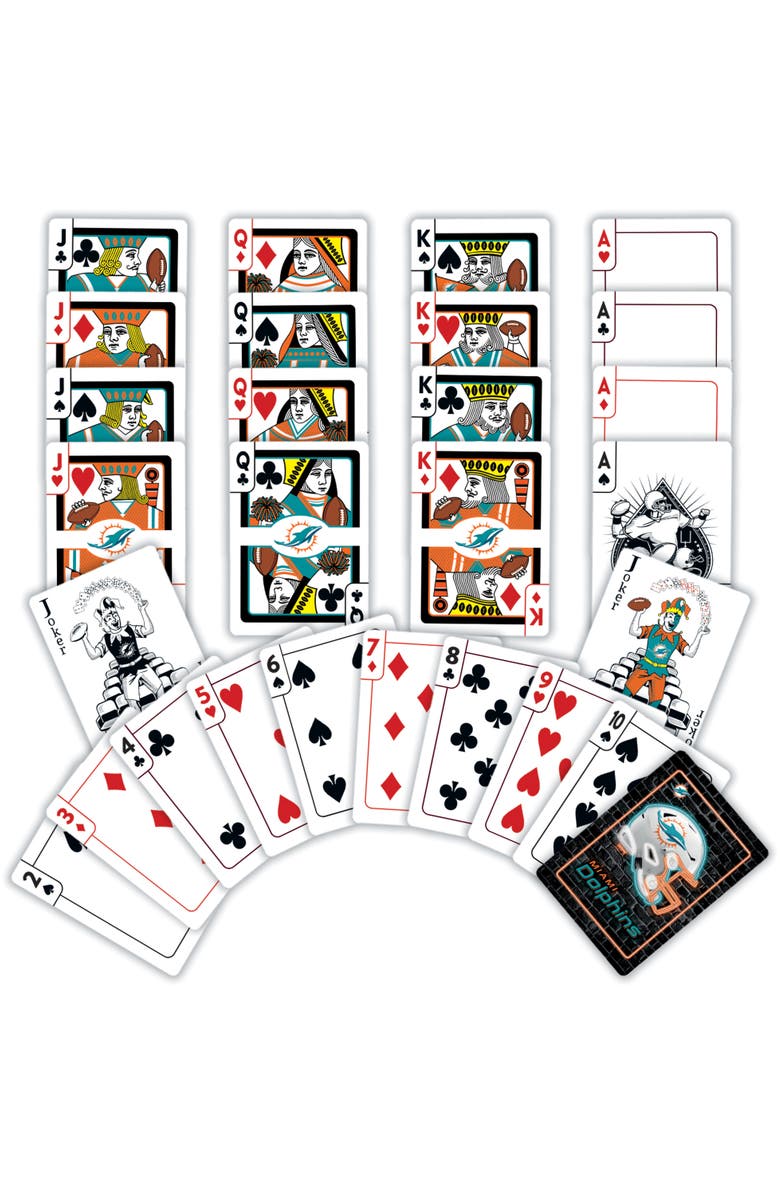 MASTERPIECES Miami Dolphins Neon Playing Cards, Alternate, color, Multicolor