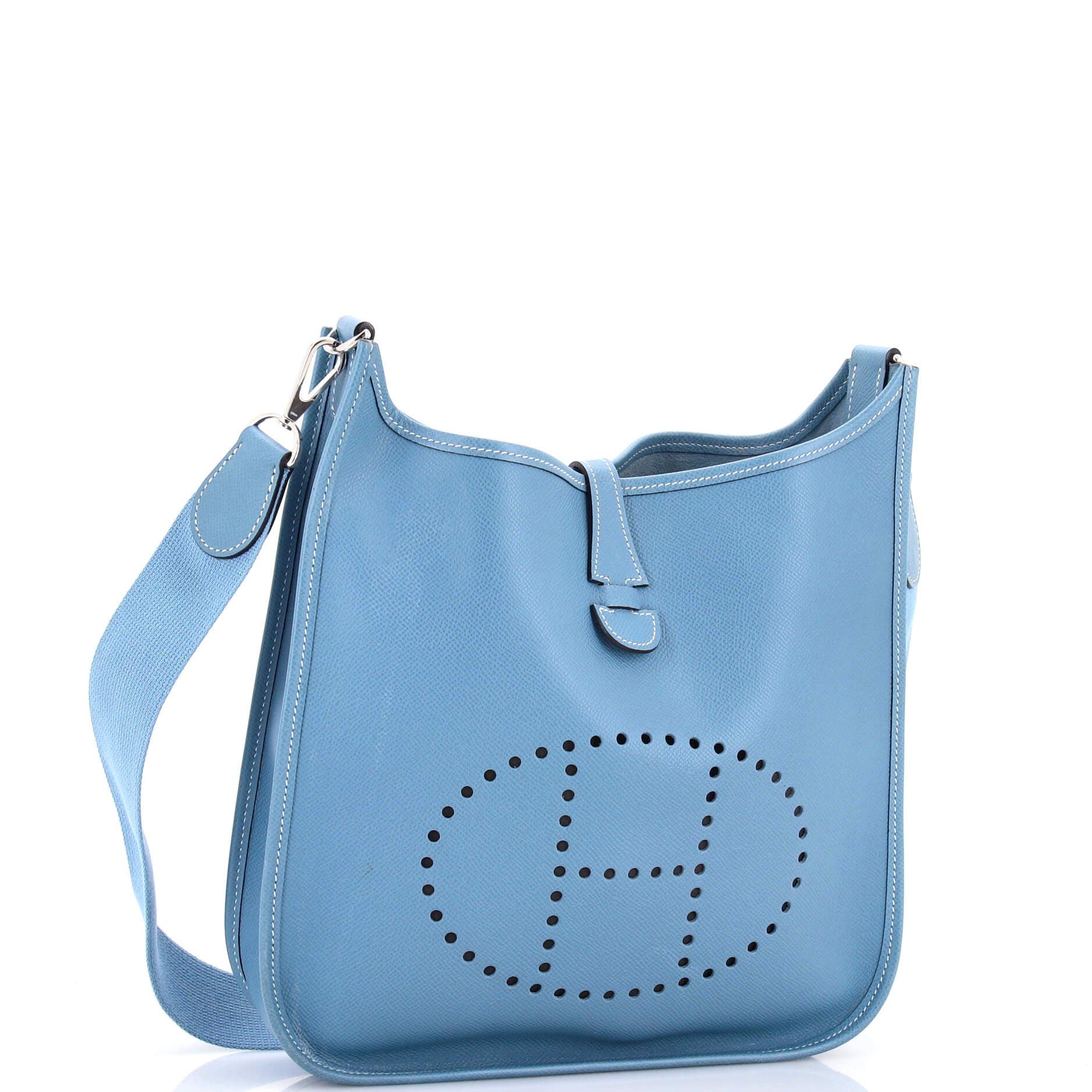 Pre-Owned Hermes Evelyne Bag Gen II Epsom PM, Alternate, color, Bleu Jean