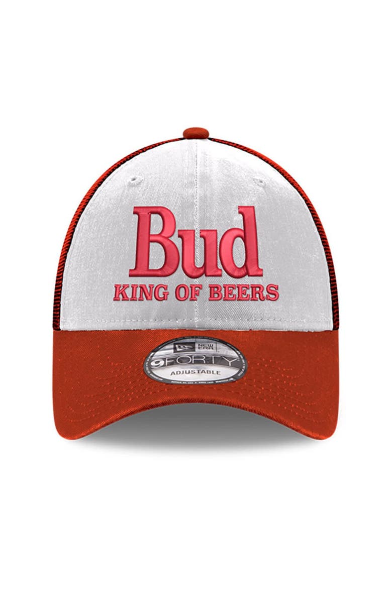 New Era Men's New Era Scarlet Ken Schrader Bud King of Beers 9FORTY Adjustable Trucker Hat, Alternate, color, Scarlet
