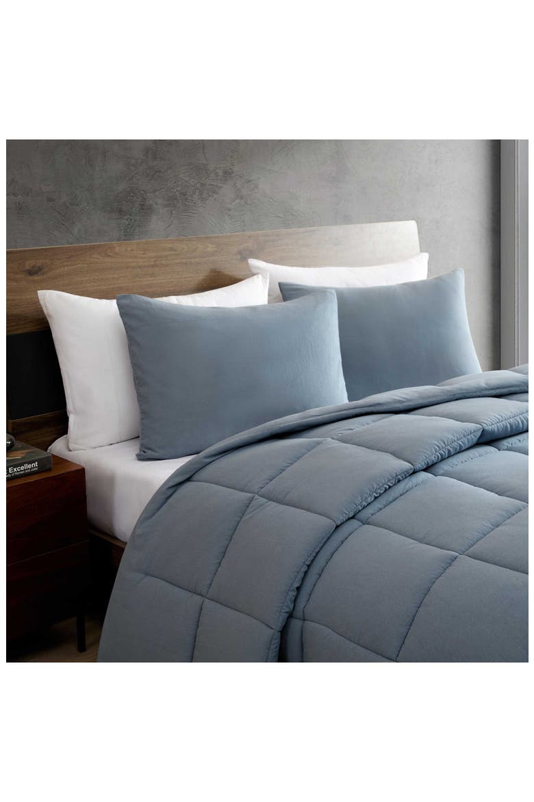 Solid Microfiber 5-Piece Reversible Comforter Set, Alternate, color, BLUE MULTI