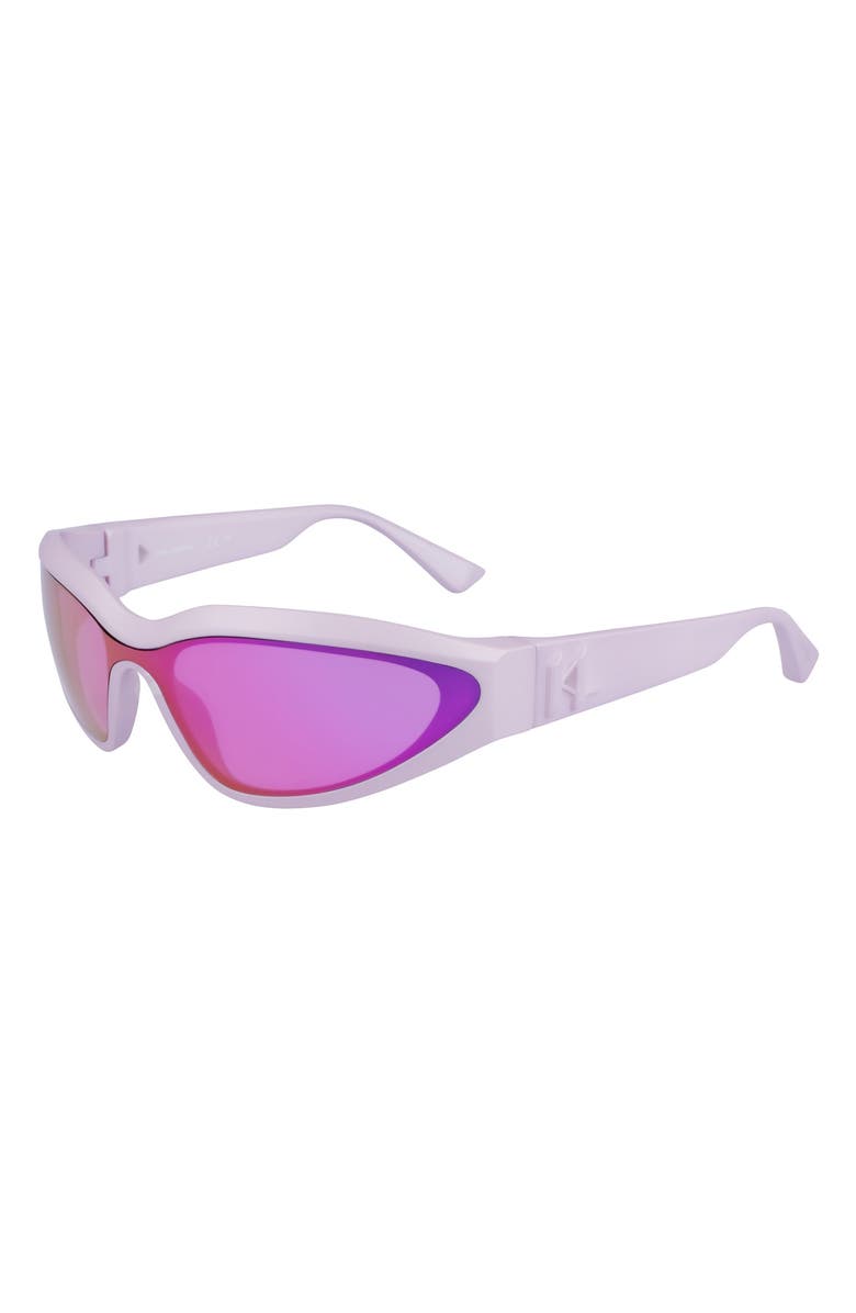 KARL LAGERFELD 69mm Shield Sunglasses, Alternate, color, Metallic Lilac
