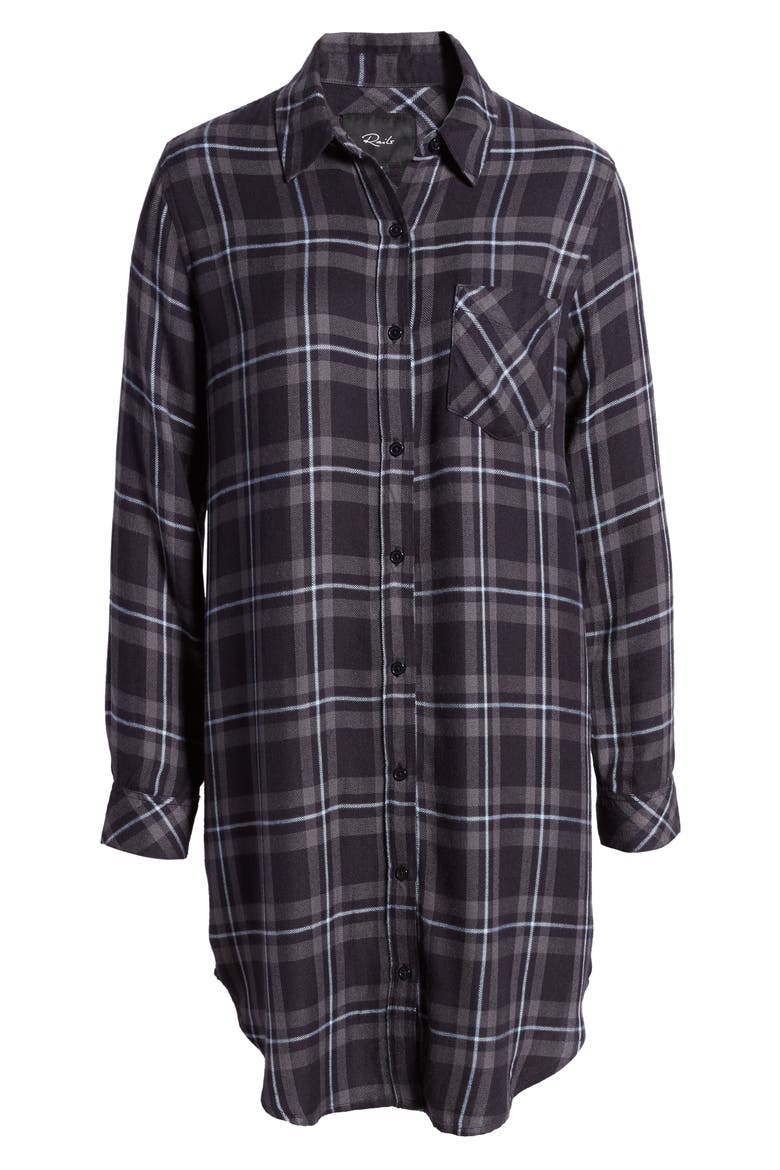 Bianca Flannel Shirtdress, Alternate, color, GREY MIDNIGHT SKY