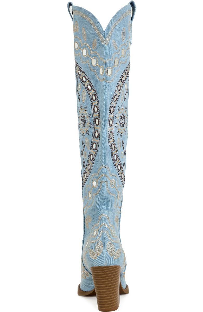 AZALEA WANG Aamina Over the Knee Western Boot, Alternate, color, Denim