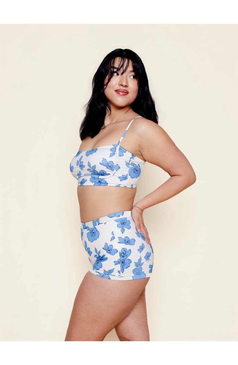 Kitty and Vibe Boyshort Bikini Bottoms, Alternate, color, Blue Floral
