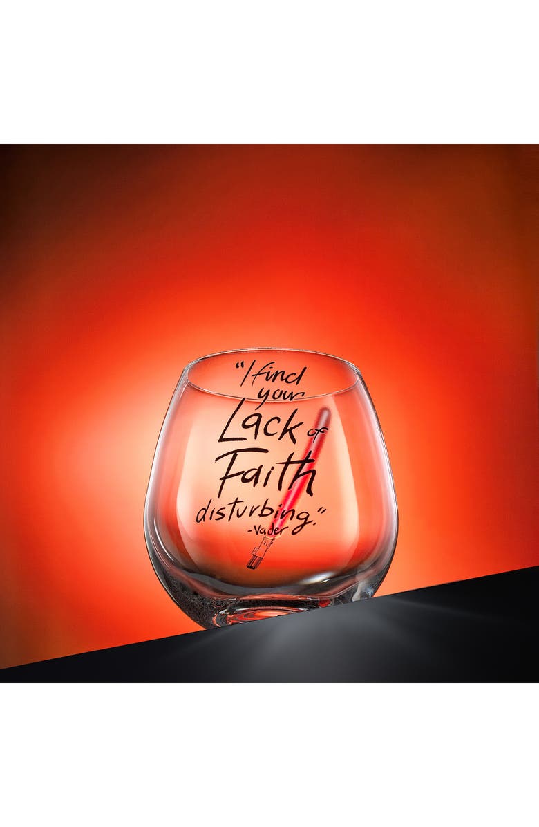 JoyJolt Lightsaber Stemless Drinking Glassware - Set of 2, Alternate, color, Clear/ Red