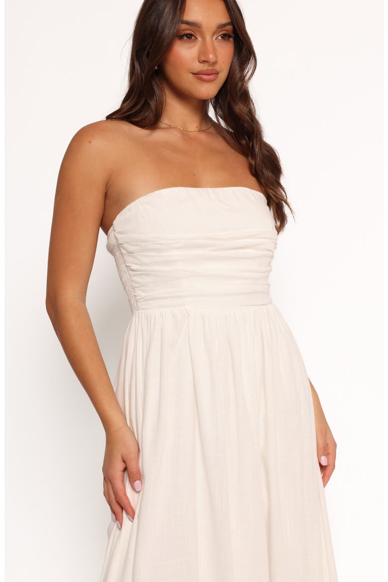 Kayt Strapless Linen Blend Maxi Sundress, Alternate, color, WHITE