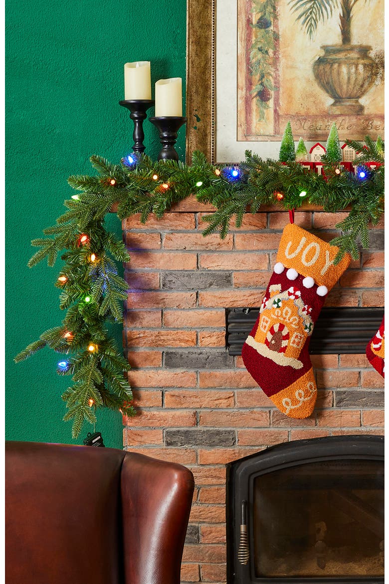 9ft Pre-Lit Artificial Christmas Garlands with Timer, Alternate, color, Green