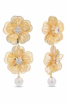 EYE CANDY LOS ANGELES Solana Bloom Faux Pearl Drop Earrings